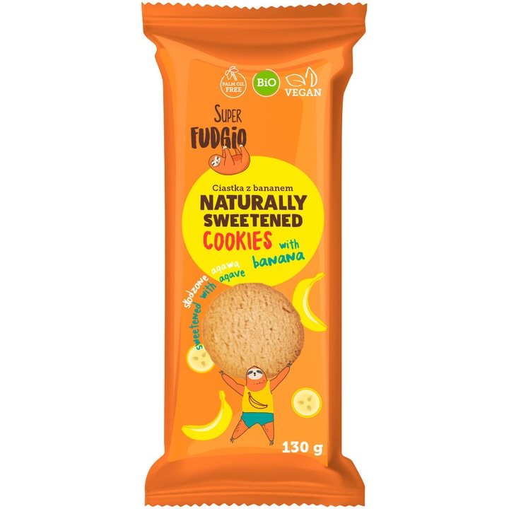 Biscuiti cu Agave Si Banane Bio Super Fudgio, 130g