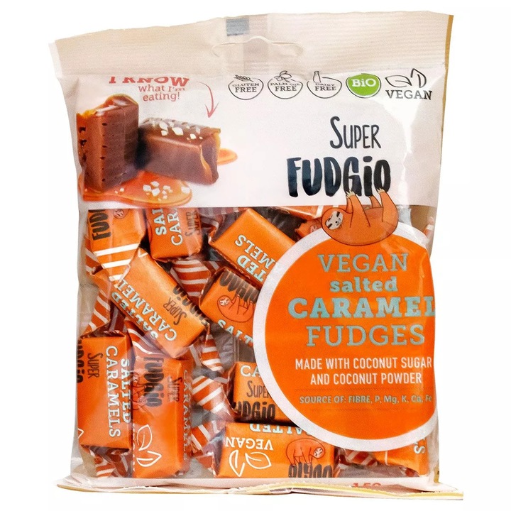 Caramele Bio cu Aroma Caramel Sarat fara Gluten Super Fudgio, 150g