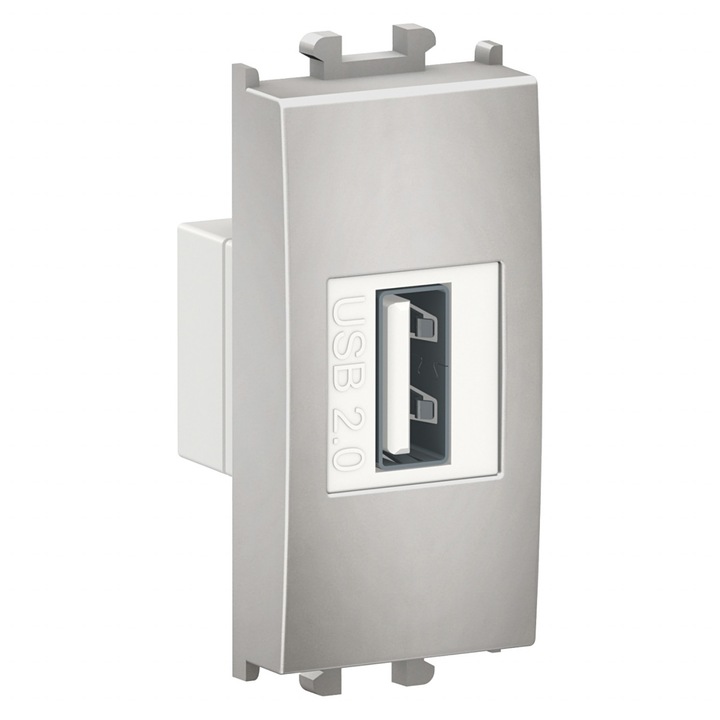 USB конектор, 1 модул, сребрист Schneider Easy Styl