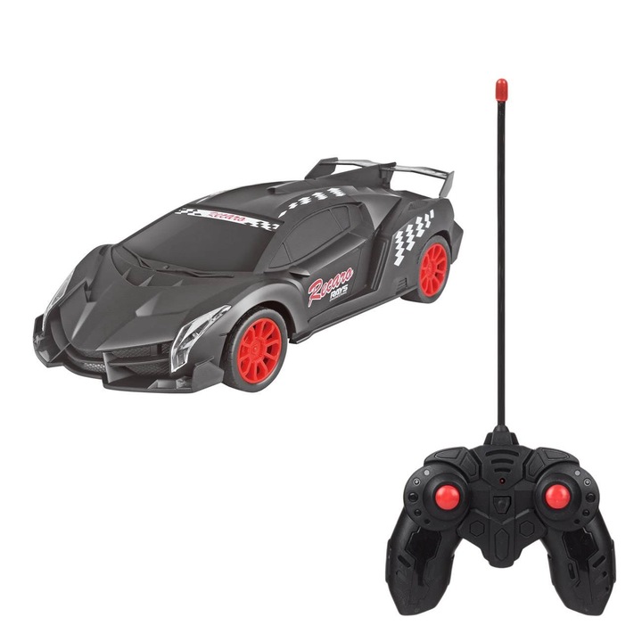 Matt Fekete Versenyautó Fényekkel és Távirányítóval 1:16 / 27MHz