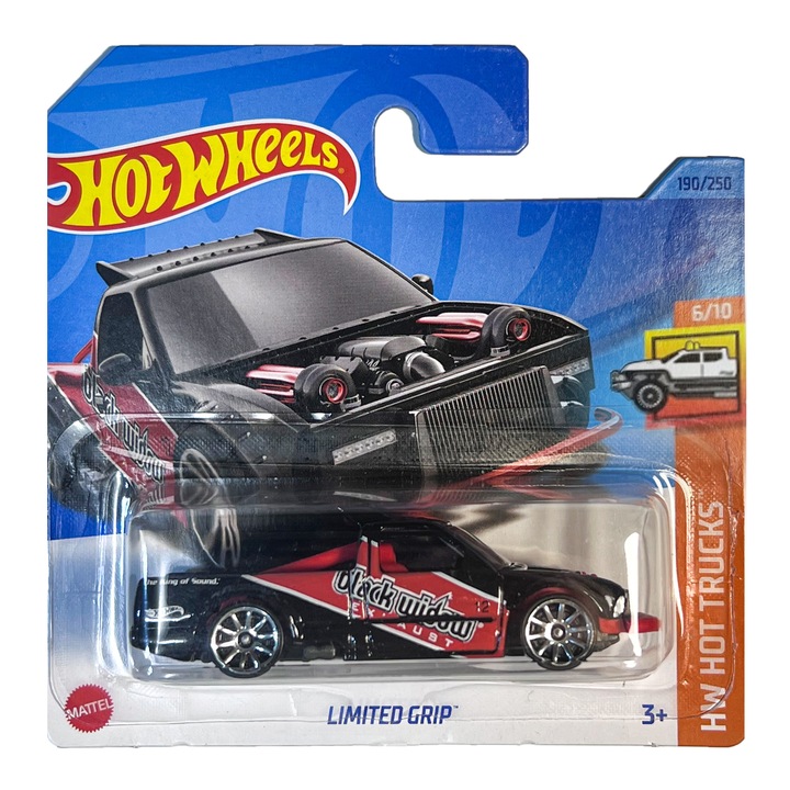 Hot Wheels fémautó, Limited Grip, 1:64, fekete