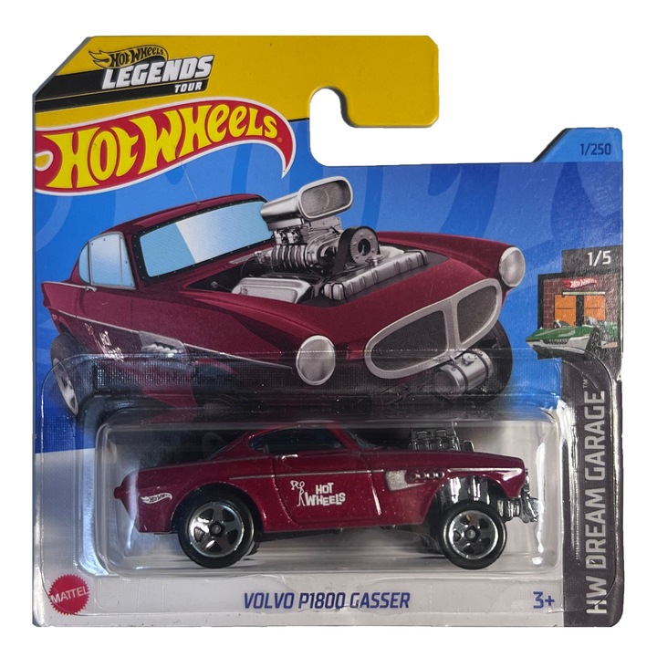 Метална кола Hot Wheels, Volvo P1800 Gasser, 1:64, Червена