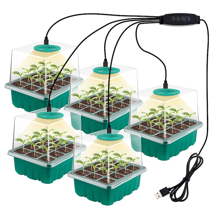 Лампа за отглеждане на растения STELS, Мини оранжерия, Тави за разсад, Плодове, Зеленчуци, Билки, Зелен