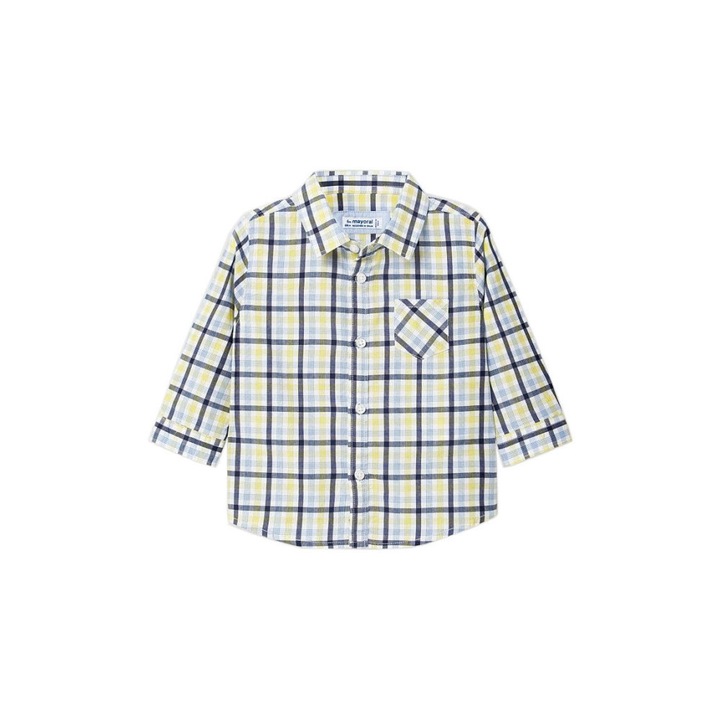 Camasa baietel, Mayoral, Bumbac, Albastru/Galben, 68cm