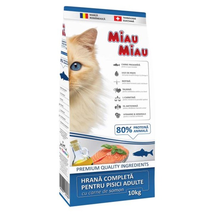 Hrana uscata pentru pisici Miau Miau, Somon, 10 Kg