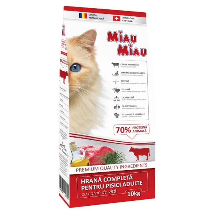 Hrana uscata pentru pisici Miau Miau, Vita, 10 Kg