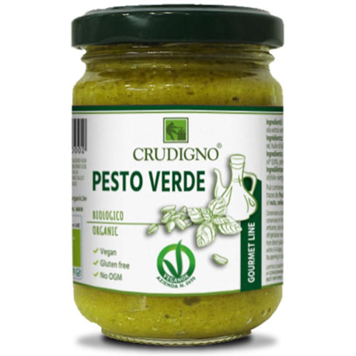 Sos Ecologic Pesto Verde, cu Busuioc Crudigno, 130 g