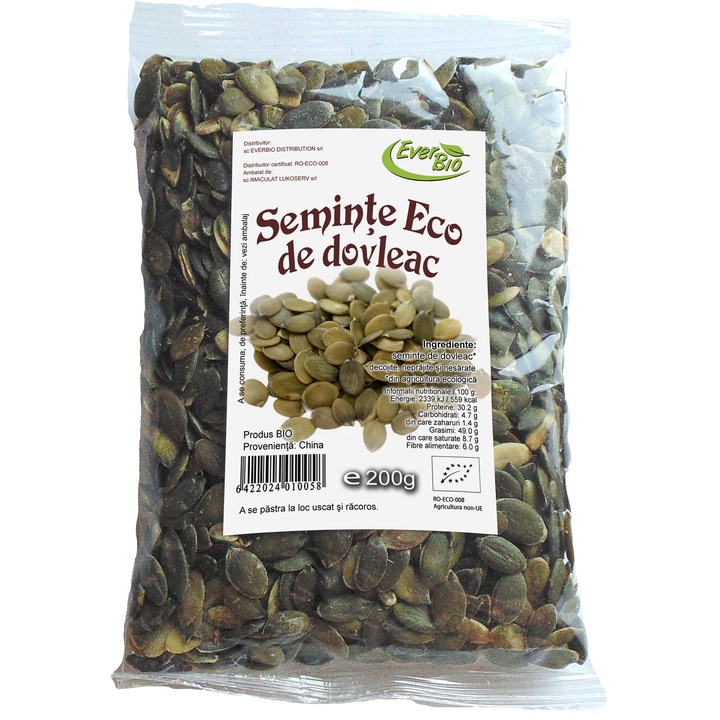 Seminte Ecologice de dovleac decojite Everbio, 200g