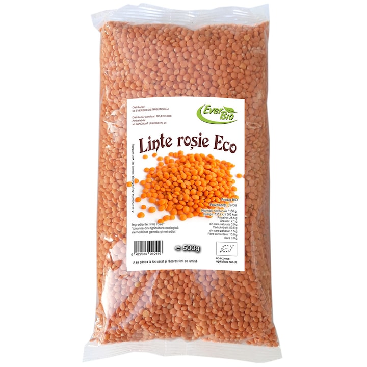 Linte rosie Ecologica Everbio, 500g