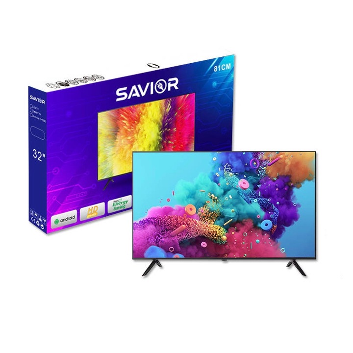 Телевизор SAVIOR SAV-T32, LED, 81 cm HD, 32 инча, клас E, Включена стойка за стена