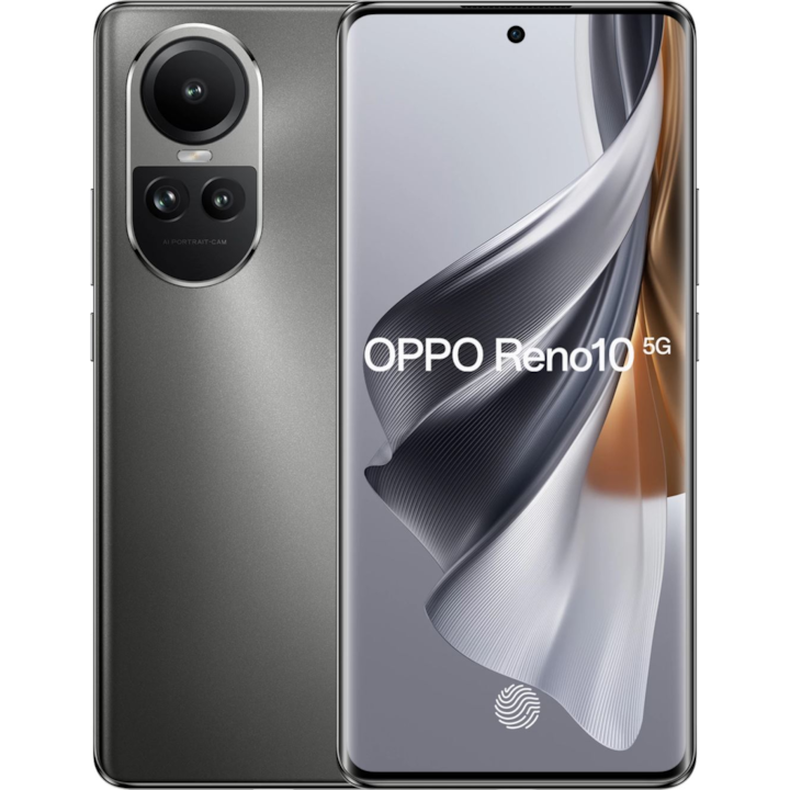 OPPO Reno 10 5G 17 см (6.7") Двойна SIM карта Android 13 UBS тип C 8 GB 256 GB 5000 mAh Сив, Сребърен