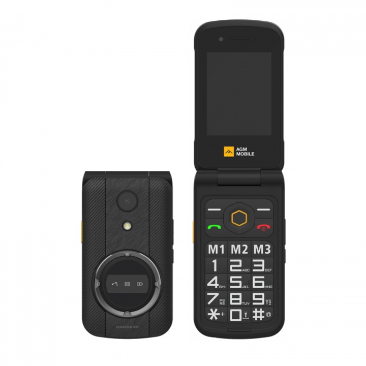 Мобилен телефон AGM M8, флип, 4G, SOS, дисплей 2.8", 1500 mAh, високоговорител 104 db