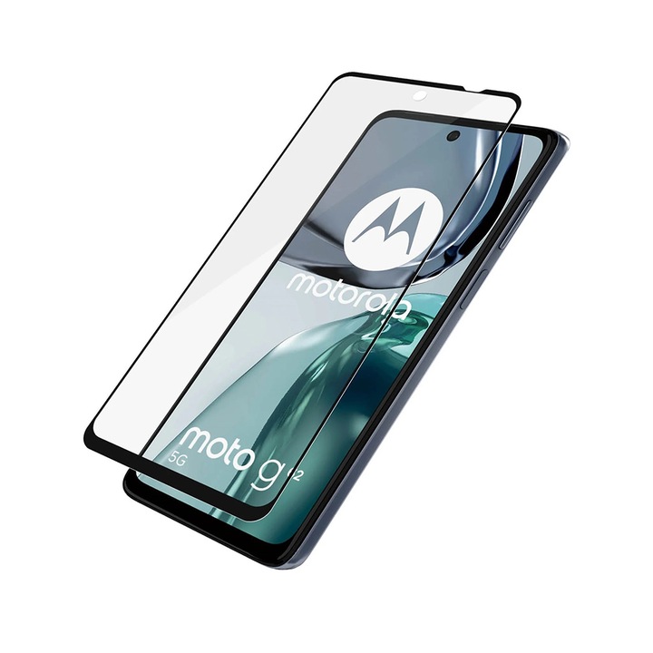 COMANDO Ultra Thin Proof филм, съвместим с Motorola Moto G62 5G, Висока устойчивост на удар, Пълно покритие на екрана, Залепващо лепило по цялата повърхност, 0,3 mm, Черна рамка