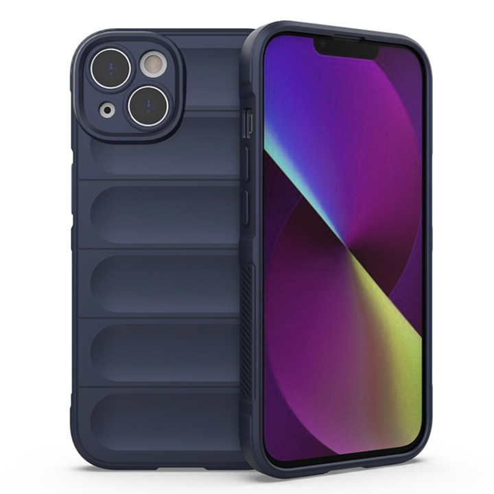 Калъф за телефон, Съвместим с Apple iPhone 14, FONIX AirBag Silicone, Anti-shock, Пълна защита, Удобен, Тъмно син