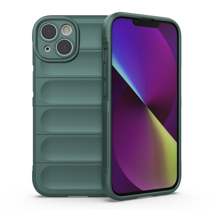 Калъф за телефон, Съвместим с Apple iPhone 15, FONIX AirBag Silicone, Anti-shock, Пълна защита, Удобен, Зелен