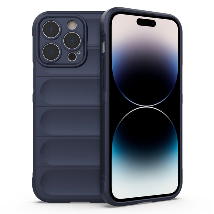 Калъф за телефон, Съвместим с Apple iPhone 14 Pro Max, FONIX AirBag Silicone, Anti-shock, Пълна защита, Удобен, Тъмносин