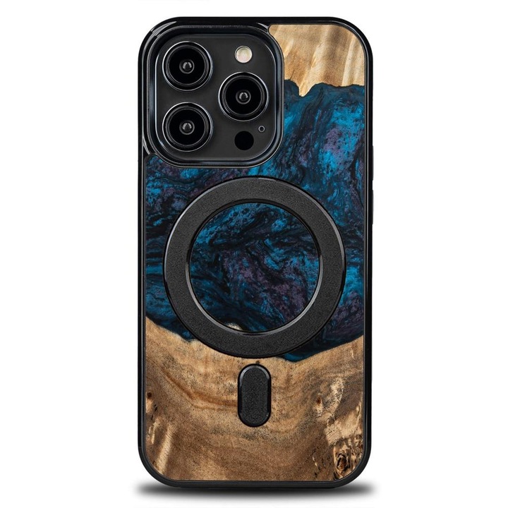 Husa de protectie pentru Iphone 15 Pro, Bewood, Lemn/Silicon, Multicolor