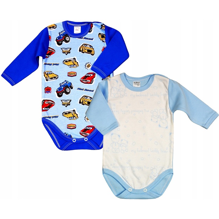 Set 2 body-uri cu maneca lunga, KLEKLE, Bumbac, Multicolor