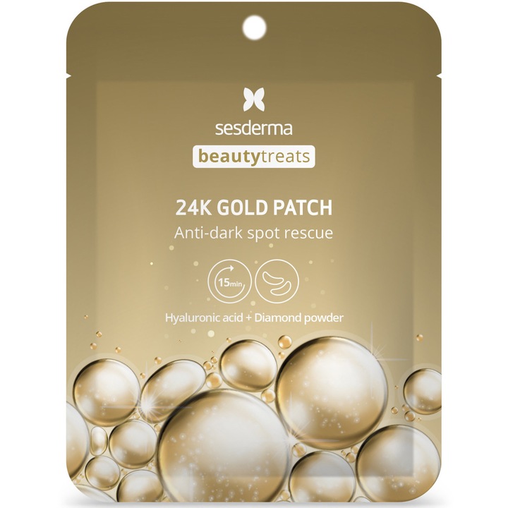 Plasturi de ochi anticearcane Beauty Treats 24K gold SESDERMA, hidrateaza intens, umple ridurile, 1 Set
