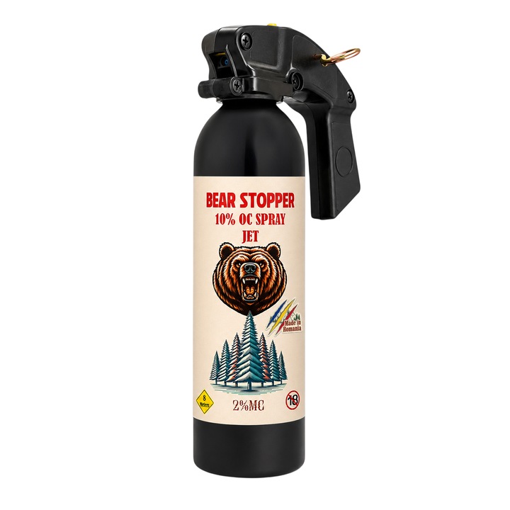Spray anti-urs cu piper, pentru aparare impotriva ursilor, cainilor si a altor animale, pulverizare JET, 400 ml, Bear Stopper XL EDITION