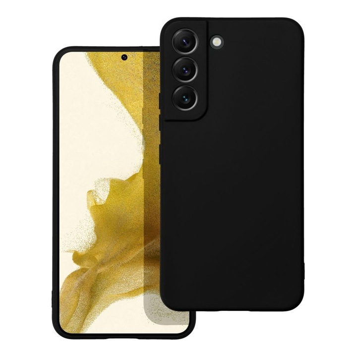 Samsung Galaxy S22 5G kompatibilis szilikon hátlaptok, velúr belsővel, matt, fekete, Silicone