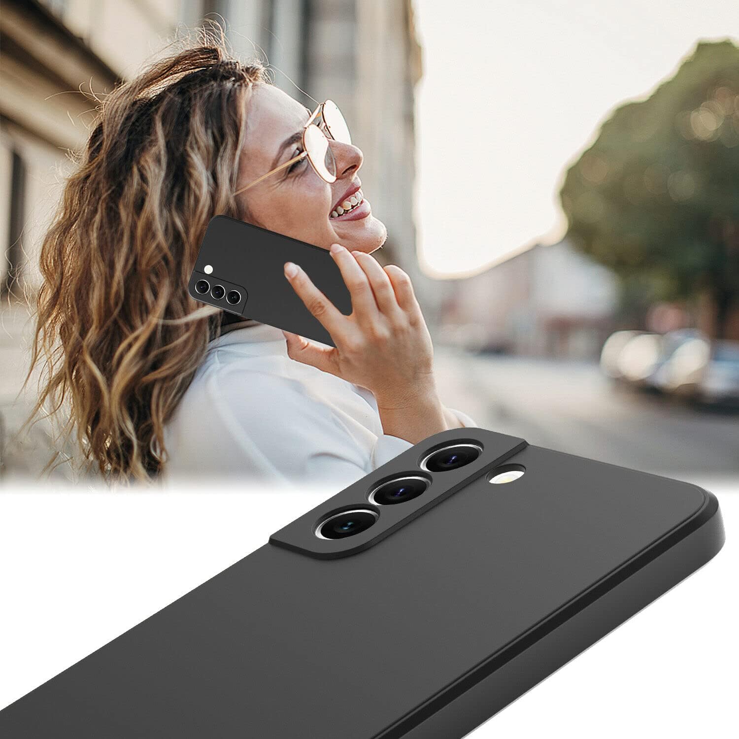 Husa protectie compatibila cu Samsung Galaxy S21 Plus, slim, silicon Negru, interior din microfibra, protectie camera, protectie ecran, ISAG