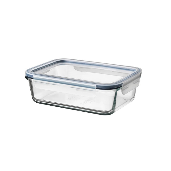 Caserola cu capac, dreptunghiular, sticla termorezistenta, 1l