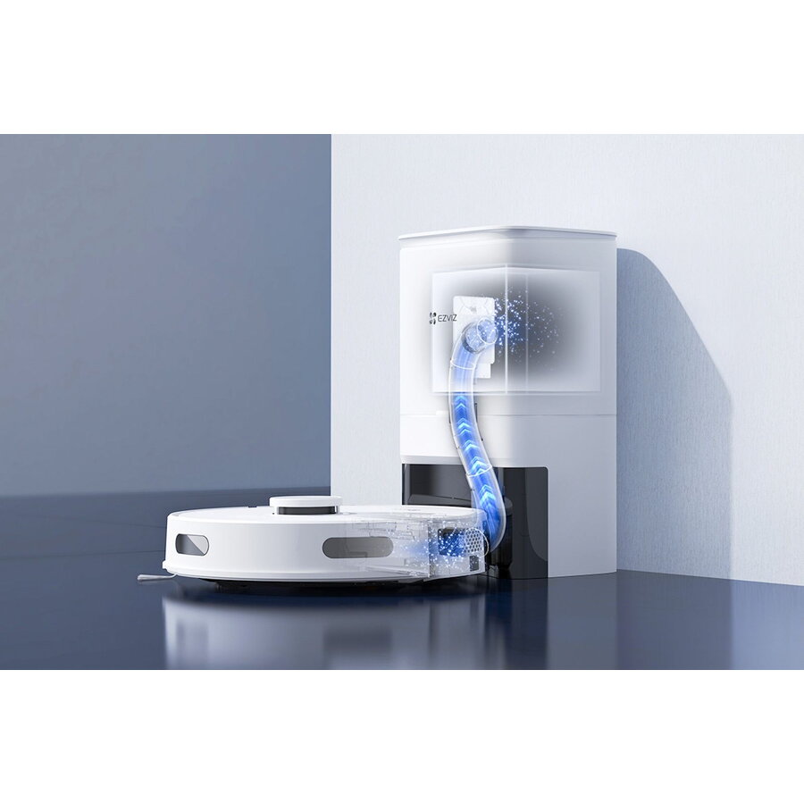 Aspirator Robot EZVIZ RS2 cu Mop detasabil, statie de andocare inclusa, 4000 PA, 5200 mAh Li-ion, Alb