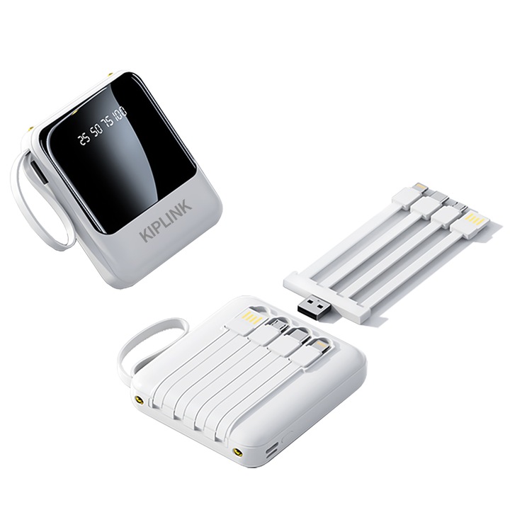 Külső akkumulátor, KIPLINK, 10000mAh, Fehér