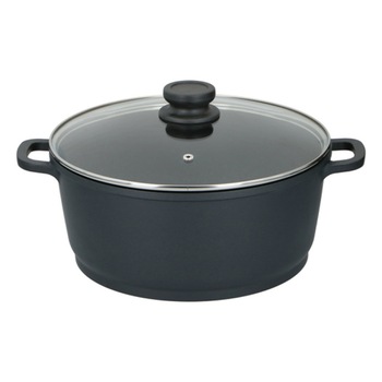 Oala cu capac Alpina, 6.7L, negru mat