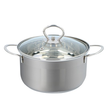 Oala cu capac Alpina, 2.4L, inox, argintiu