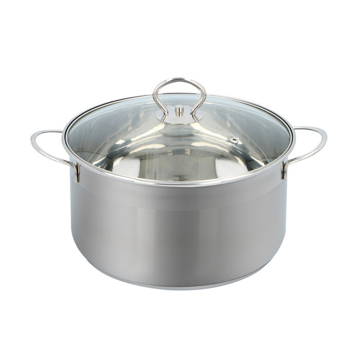 Alpina rozsdamentes acél fazék fedővel, ezüst színű indukciós, és minden hőforráshoz használható, 6l 24x13,5cm