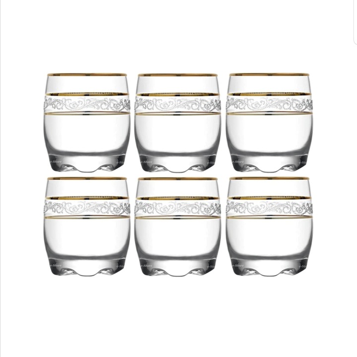 Set 6 pahare 80 ml tuica tarie Lav Adora Gold