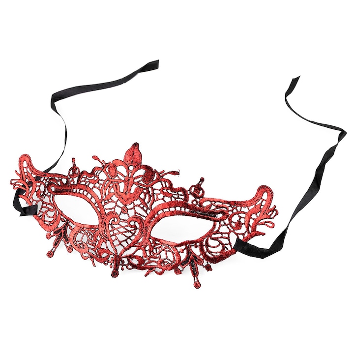Masca carnaval din dantela, rosu