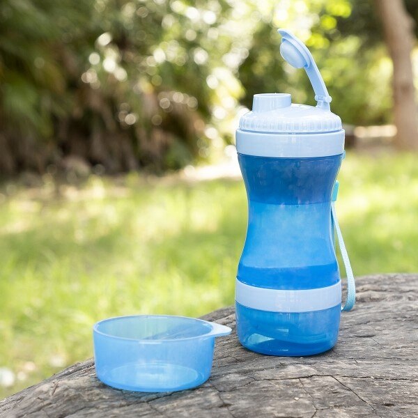 Recipient Castron Recipient stocare portabil 2 in 1 pentru caini, pentru apa si mancare ...
