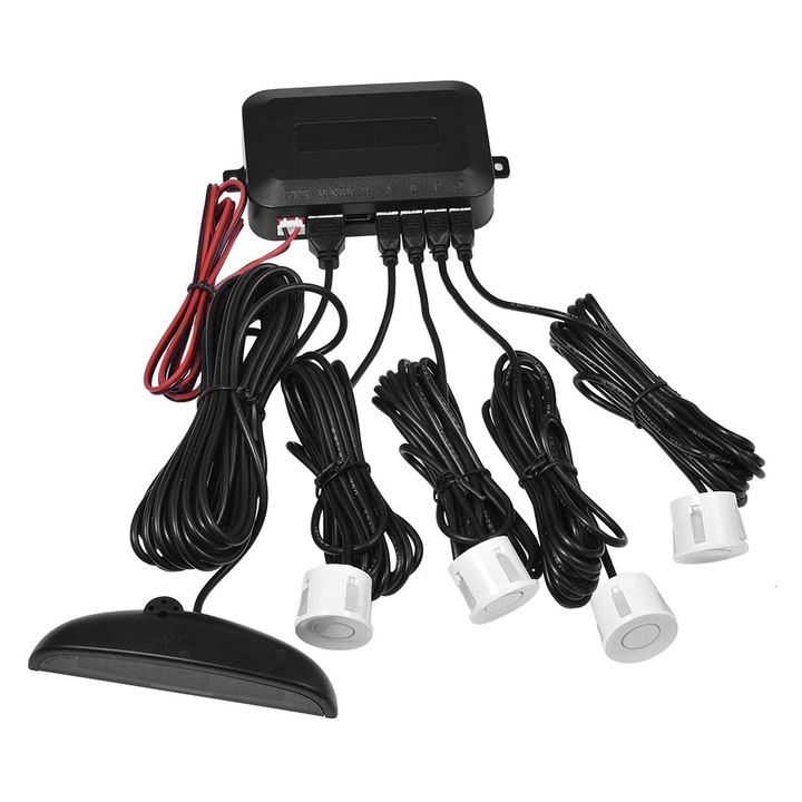 Senzori de Parcare Auto GREATON, Afisaj LED pentru Bord, 3 Tipuri de Avertizare, 4 Receptori Albi