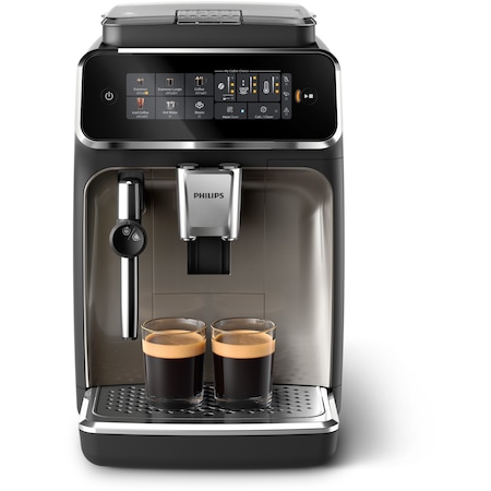 Espressor automat Philips seria 3200 EP3326/90, sistem clasic de spumare, 5 tipuri de bauturi, ecran tactil intuitiv, Tehnologie noua SilentBrew, Aplicatie Coffee+, negru/auriu
