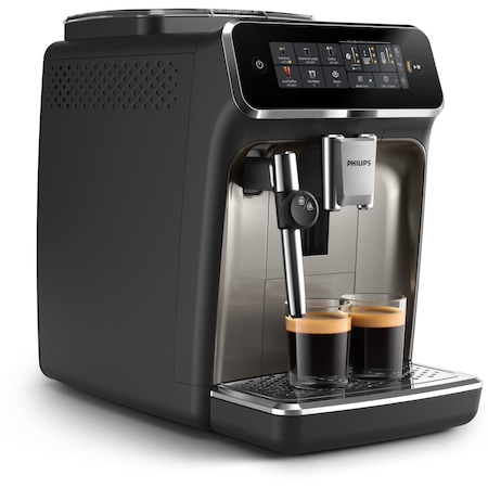 Espressor automat Philips seria 3200 EP3326/90, sistem clasic de spumare, 5 tipuri de bauturi, ecran tactil intuitiv, Tehnologie noua SilentBrew, Aplicatie Coffee+, negru/auriu
