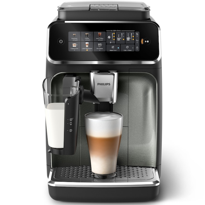Philips Series 3300 EP3349/70 automata kávégép, LatteGo tejhabosító, HomeID, SilentBrew, Fekete