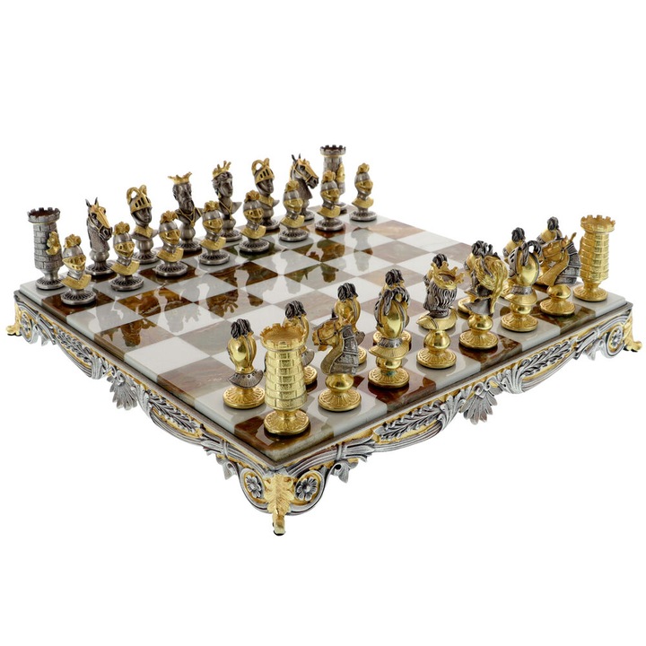 Sah exclusivist bronz placat cu aur 37cm