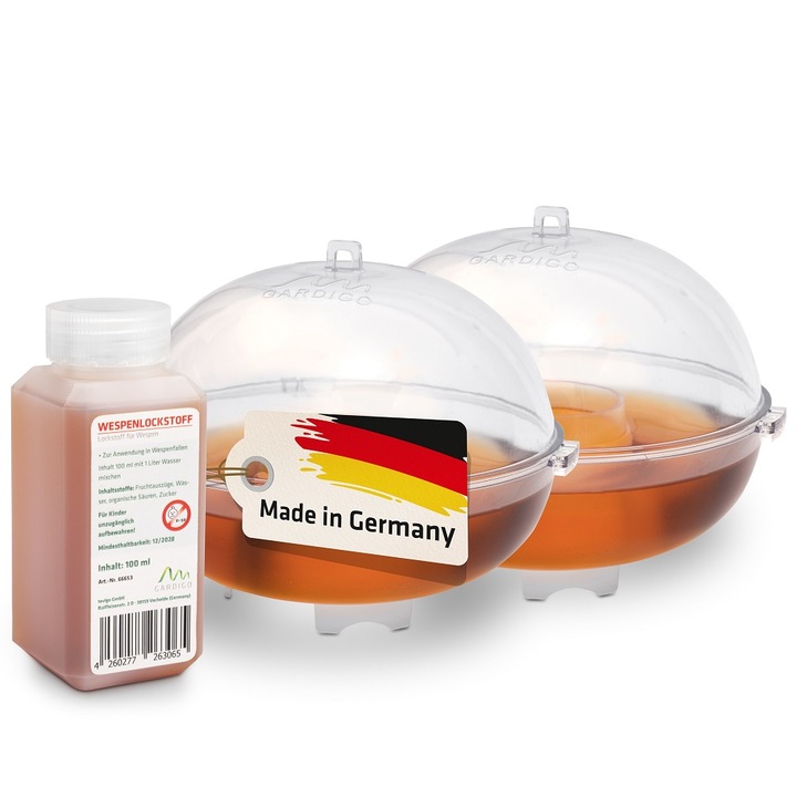 Kit de 2 capcane pentru visepi, include atractant 100 ml, anti muste, bondari, gargauni, insecte, 110 x 130 mm, 2 bucati