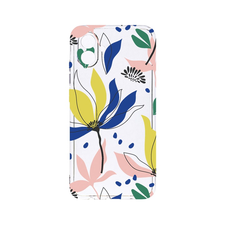 BestCase 2MM Clear Szilikon telefontok, Samsung Galaxy F04 / Galaxy M04 / Galaxy A04e, Flowers Pattern, Kamera védelem, strapabíró, T 754