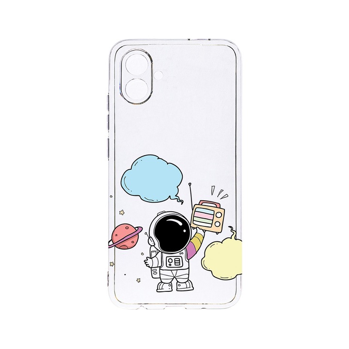 BestCase 2MM Clear Szilikon telefontok, Samsung Galaxy F04 / Galaxy M04 / Galaxy A04e, Astronaut, Kamera védelem, strapabíró, T 977