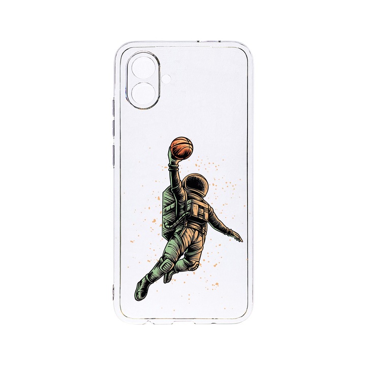 BestCase 2MM Clear Szilikon telefontok, Samsung Galaxy F04 / Galaxy M04 / Galaxy A04e, Astronaut Basketball, Kamera védelem, strapabíró, T 1003