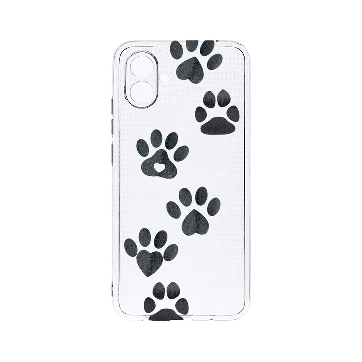 BestCase 2MM Clear Szilikon telefontok, Samsung Galaxy F04 / Galaxy M04 / Galaxy A04e, Dog Paw, Kamera védelem, strapabíró, T 1013