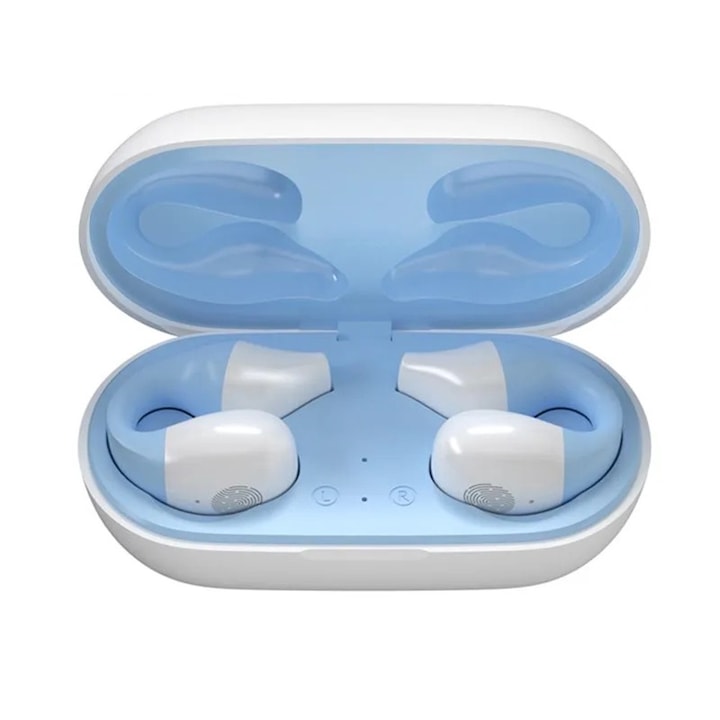 Безжични слушалки, Bluetooth 5.2, водоустойчиви, бели/сини