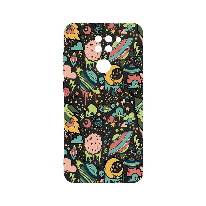 Husa BestCase® SLIM SIlicon 0.8MM, Compatibila Cu Xiaomi Redmi Note 9, Universe, Planets UFO, Protectie Camera, Rezistenta la uzura, c-B 472