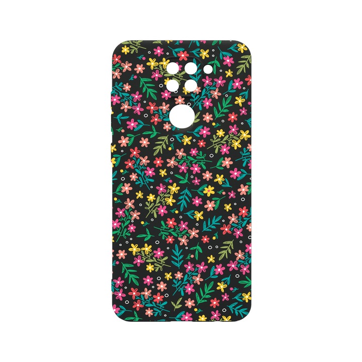 Husa BestCase® SLIM SIlicon 0.8MM, Compatibila Cu Xiaomi Redmi Note 9, Flower Pattern, Protectie Camera, Rezistenta la uzura, c-B 954