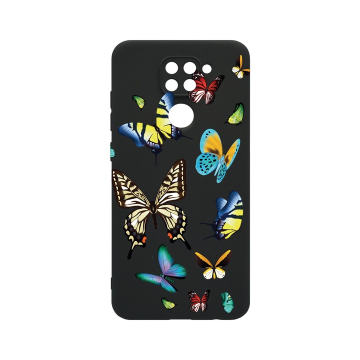 Husa BestCase® SLIM SIlicon 0.8MM, Compatibila Cu Xiaomi Redmi Note 9, Beautiful Color Butterflies, Protectie Camera, Rezistenta la uzura, c-B 992