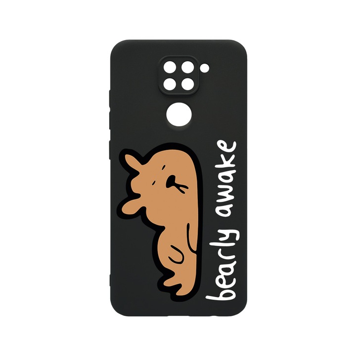 Husa BestCase® SLIM SIlicon 0.8MM, Compatibila Cu Xiaomi Redmi Note 9, Bearly Awake, Protectie Camera, Rezistenta la uzura, c-B 998